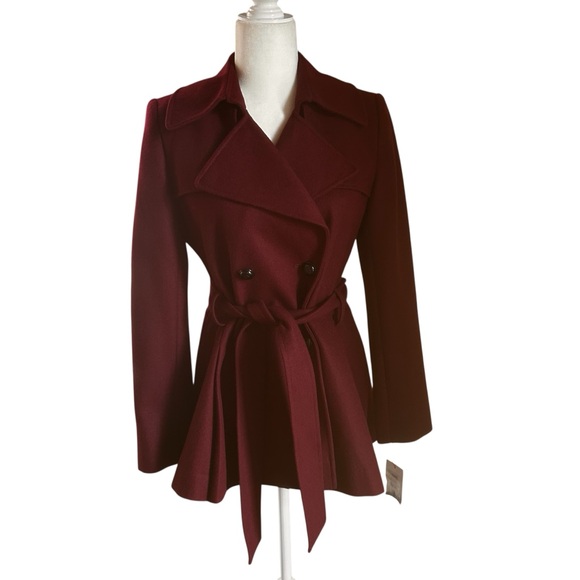 Via Spiga NEW women’s pea coat sz 6 P brandywine merlot wool blend classic sexy